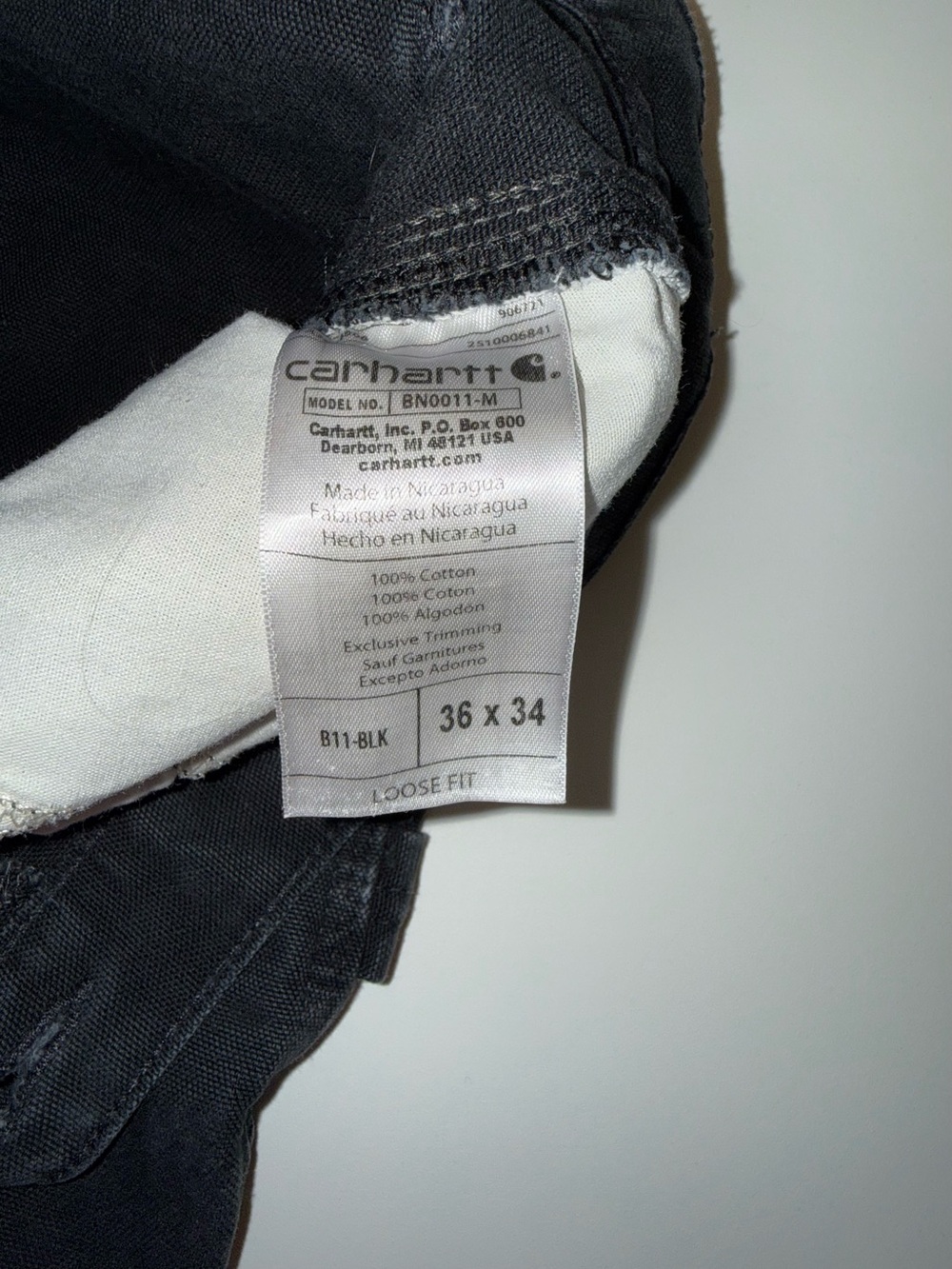 Carhartt B11 Loose Fit Washed Duck Carpenter Pants Black jeans Men's 36x34 - Picture 7 of 13